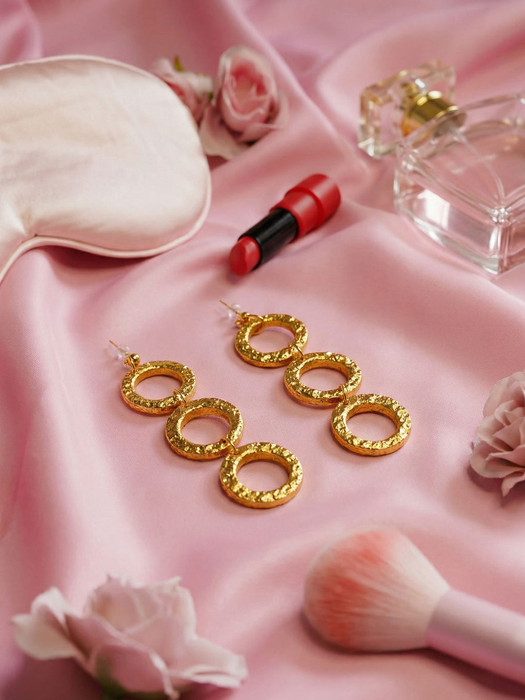 Pendiente aro dorado triple