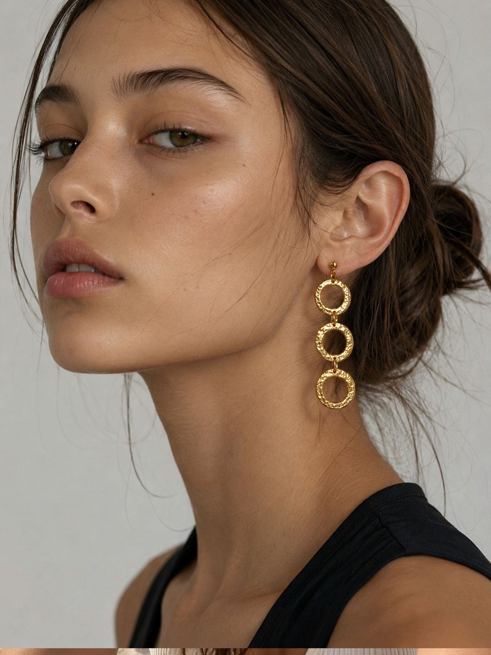 Pendientes aro dorado triple