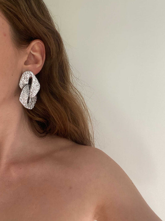 Pendientes cadena plateados