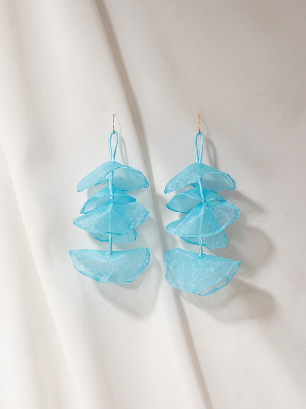 Pendientes colgantes pétalos azul