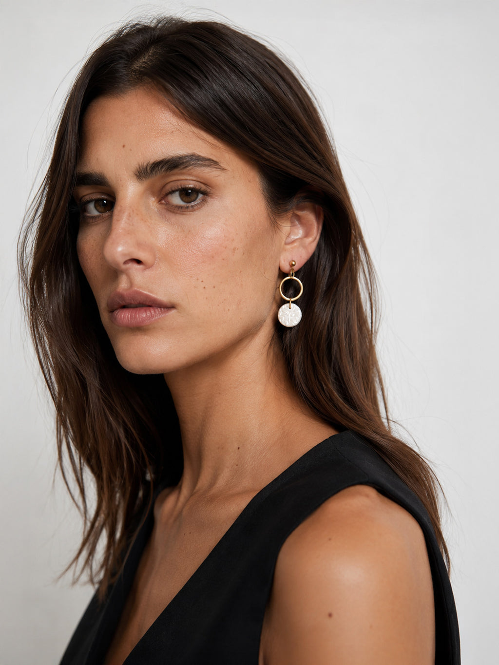 Pendientes aro dorado flores