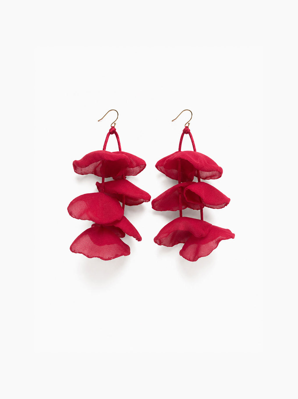 Pendientes colgantes pétalos gasa rojos