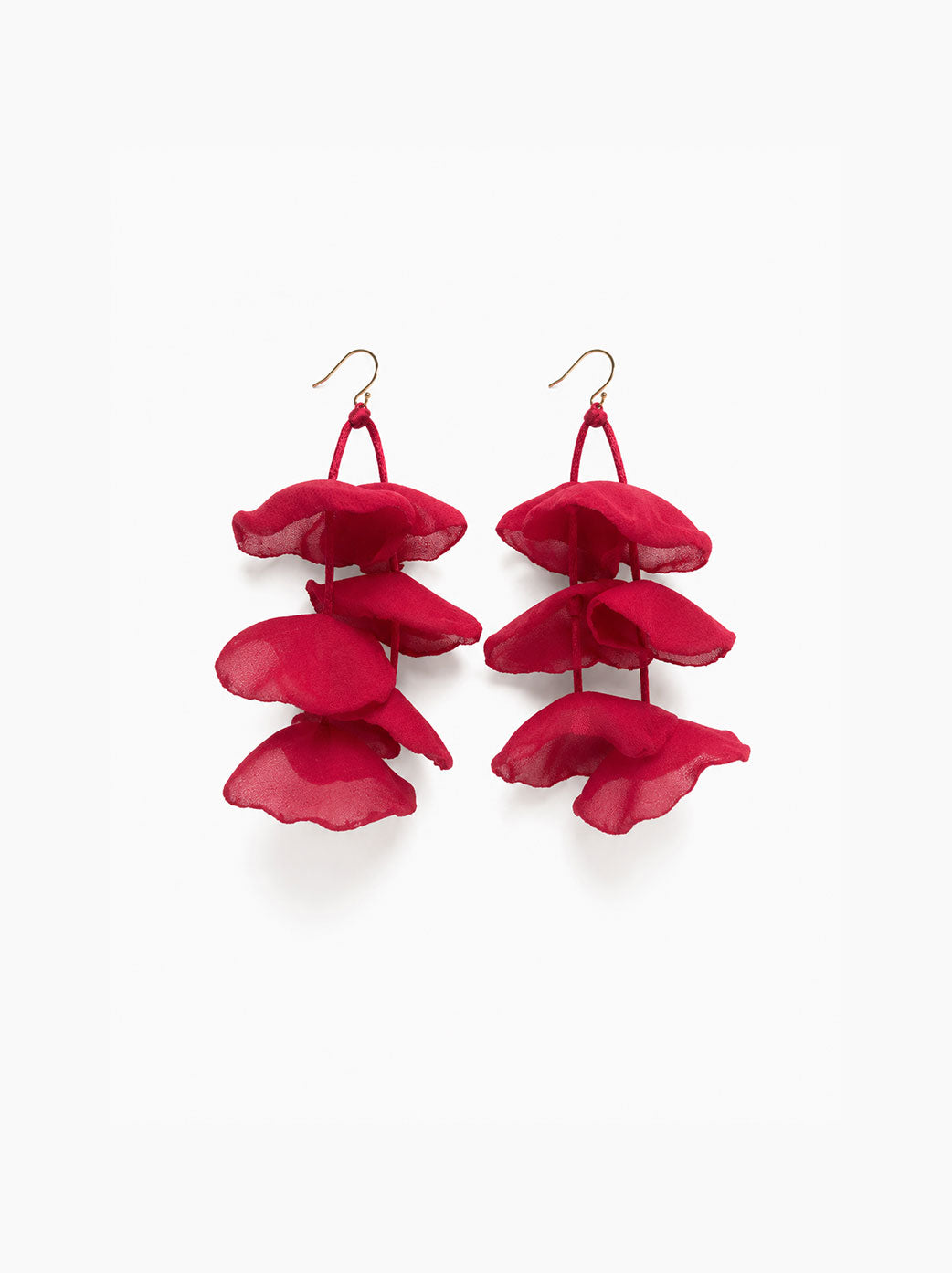 Pendientes colgantes pétalos gasa rojos