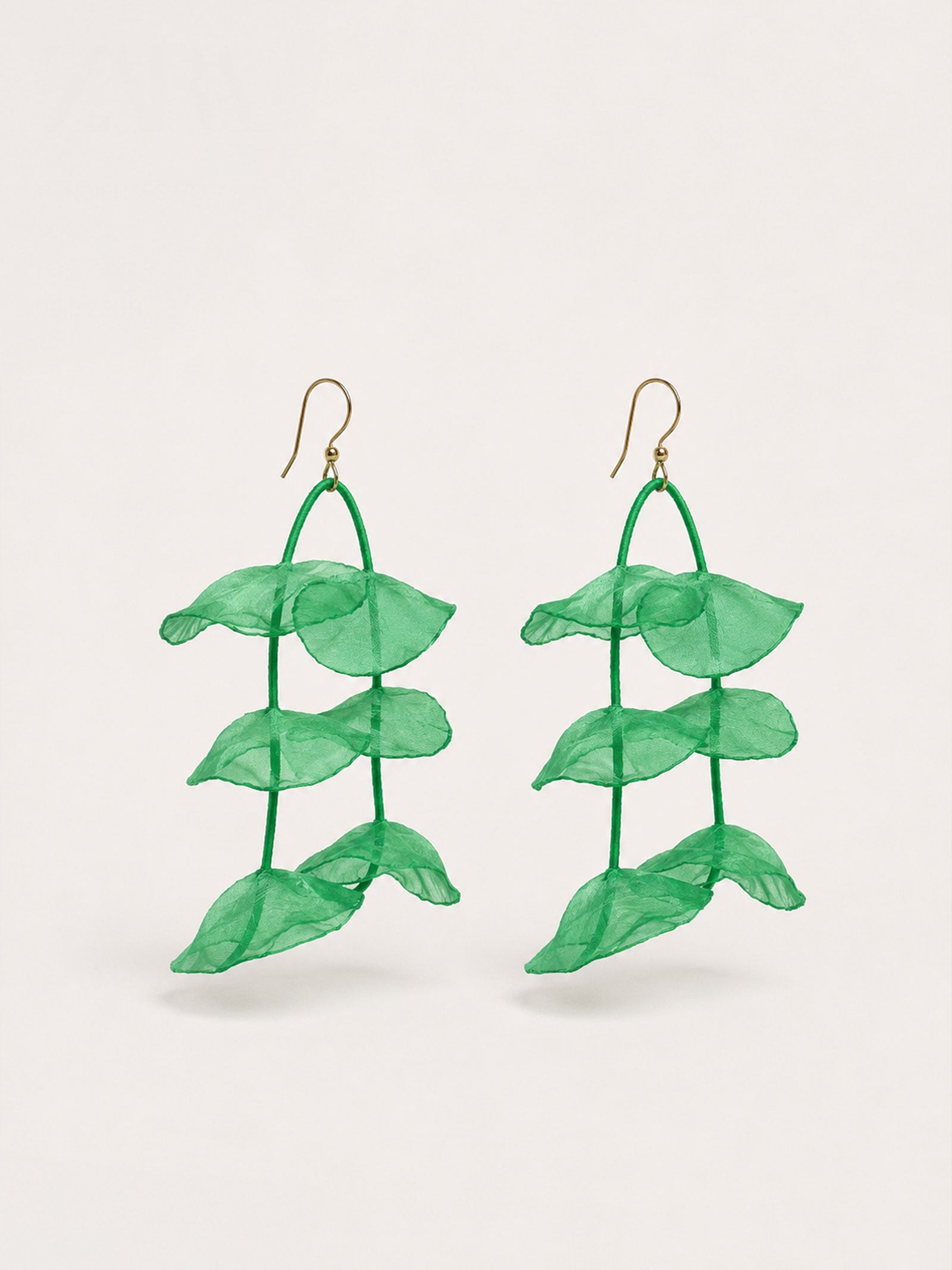 Pendientes colgantes pétalos verdes