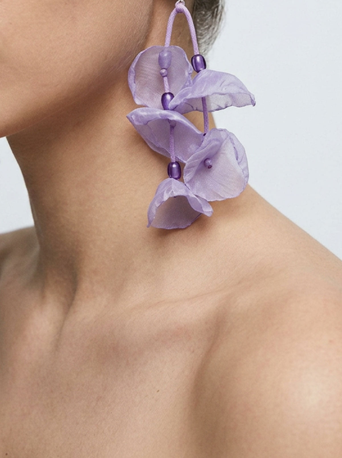 Pendientes colgantes pétalos lavanda