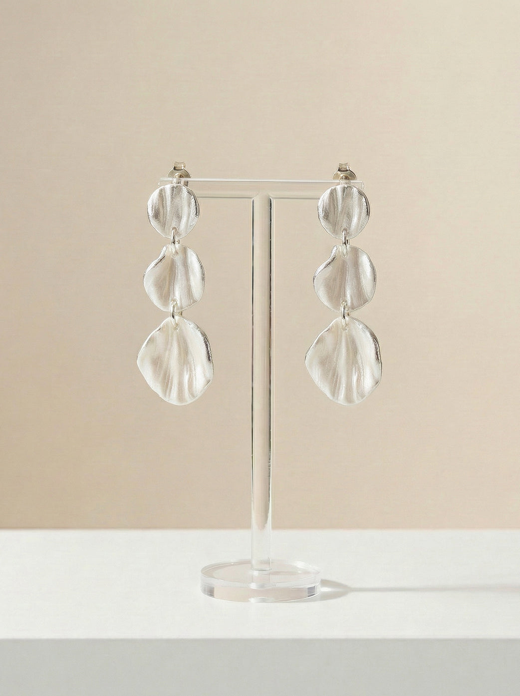 Pendientes hoja colgantes efecto perla